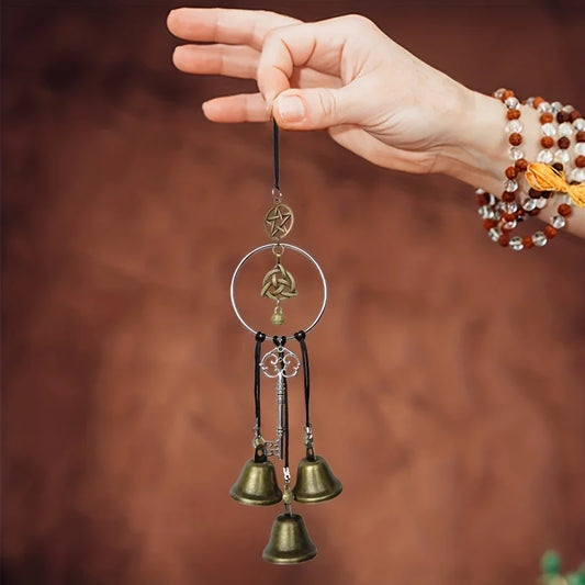 Witch Bell Doorknob Hanging Decoration โ Wicker Wind Chime for Home Protection & Magical Charm