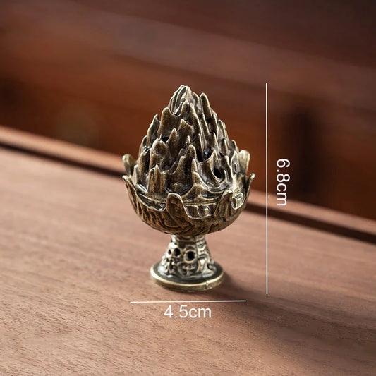 Vertical Mini Alloy Incense Burner โ Hollow Design for Aromatherapy & Desk Decoration