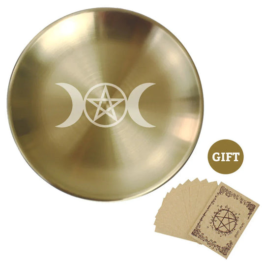 Pagan Ritual Altar Tray โ Pentagram Plate for Crystals, Candles & Incense