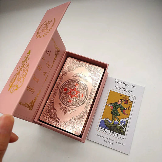 Gold Foil Tarot โ Rose Pink Waterproof Plastic Card Deck