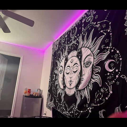 Sun & Moon Horoscope Tapestry โ 75ร58 cm Divination Wall Hanging for Home Decor