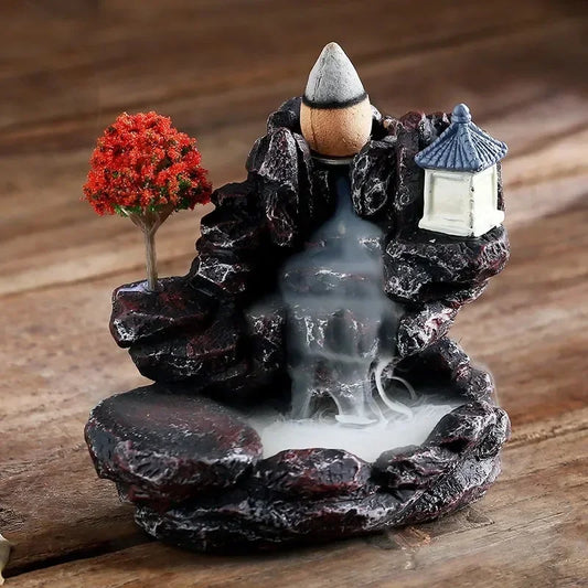 Mountain River Waterfall Backflow Incense Burner โ Zen Aroma Censer for Home Fragrance & Decoration