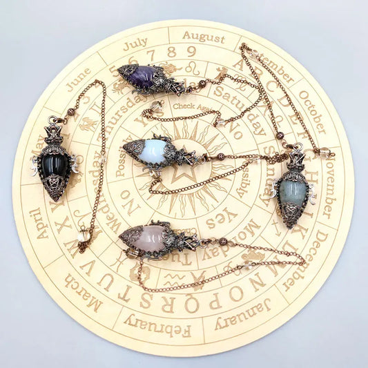 Healing Natural Stone Crystal Pendulums โ Black Obsidian & Quartz for Divination and Dowsing