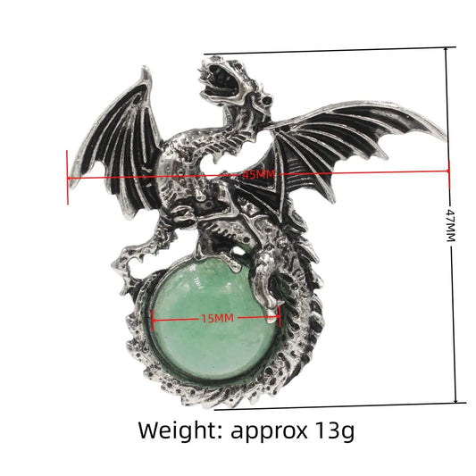 Chinese Dragon with Wings Gemstone Pendant โ Healing Crystal Necklace with 45CM Black Cord